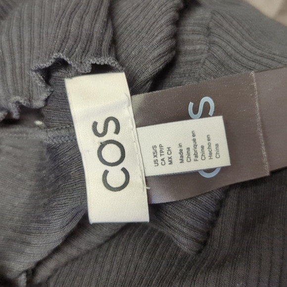 cos Turtle Neck Ribbed Knit Mid Bodycon Dress Black XS/S minimalist preppy fall - Picture 6 of 8